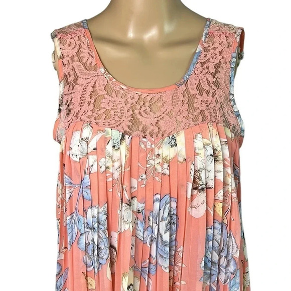 She  & Sky dress,silk,halter,plisse,lace,floral flounce,summer dress,boho,event - Picture 4 of 15